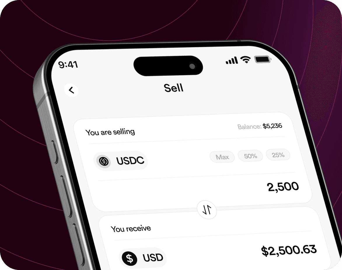 FlipEx app showing USDC sold and Naira credited to wallet