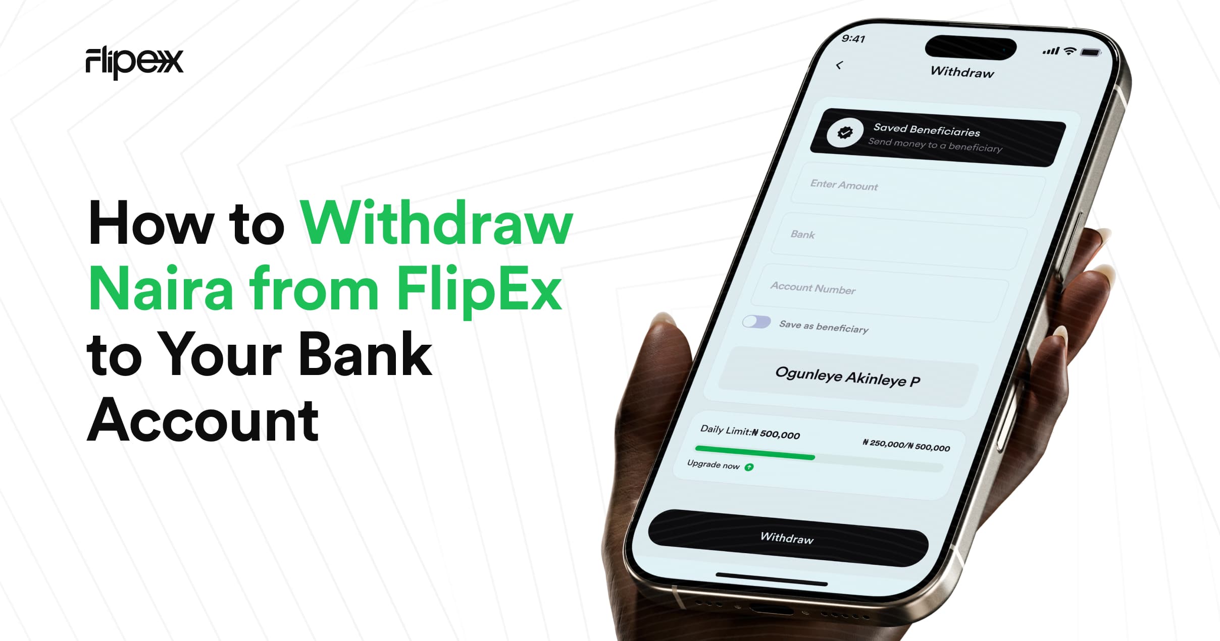 Withdraw Naira from FlipEx to your bank account - Send money from FlipEx to any bank account in Nigeria